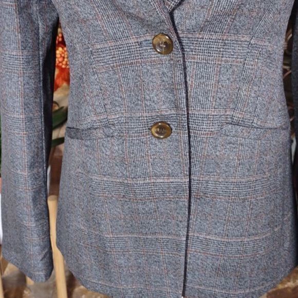 XXI Black and Grey with Thin Orange Striping Fitted Blazer Sz S‎ - Picture 4 of 11